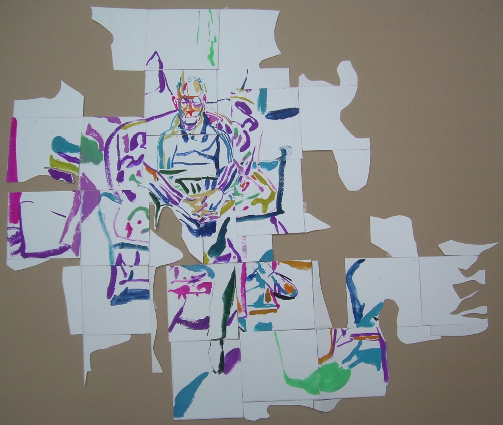 Grock-entre-deux.-2013.-Gouache-couleur-papier-collé.-75x68-cm.