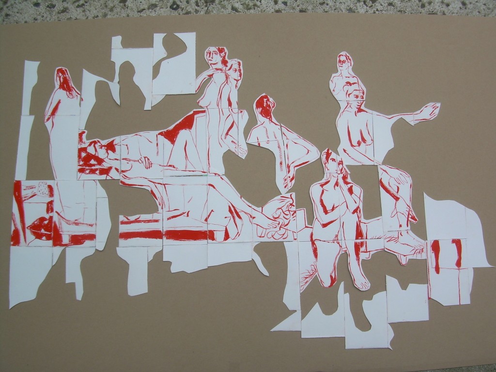 Laquelle-pour-aujourdhui.-2013.-Gouache-rouge-papier-collé.-92x61-cm.