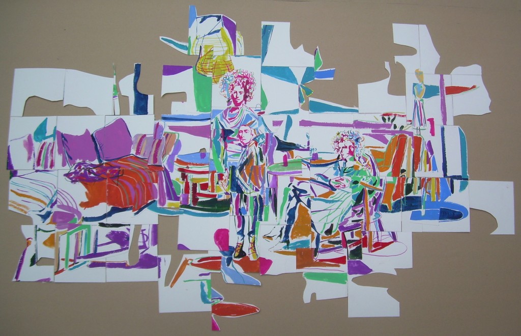 Vous-vous-troublez-madame-et-changez-de-visage.-2013.-Gouache-couleur-papier-collé.-104x67-cm.